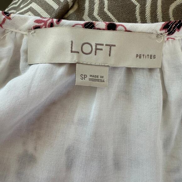 LOFT Lined Floral Silver Flecked Tiered Maxi Skirt and Sleeveless Top Size SP - Picture 10 of 12